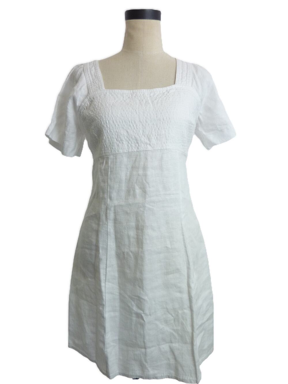 NWT Madewell White Square-Neck Mini Dress in 100% Linen 4